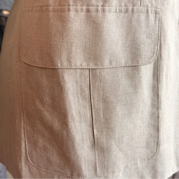 Neutral Linen Blazer | Classic Tailored Jacket | Size 4 - Picture 4 of 8